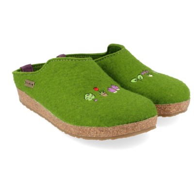 HAFLINGER - Chaussons Grizzly "Jardin" - Vert pomme HAFLINGER - Chaussons Grizzly "Jardin" - Vert pomme