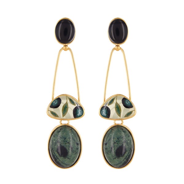 TARATATA bijoux Boucles d'oreilles Puces Olive.
