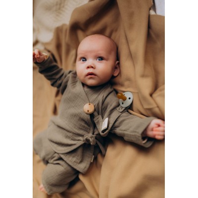 WOOLY ORGANIC - Veste enveloppante en mousseline - Tea Leaf WOOLY ORGANIC - Veste enveloppante en mousseline - Tea Leaf