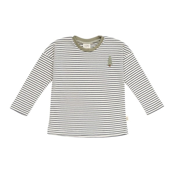 WOOLY ORGANIC - T shirt à manches longues - Blanc/rayure bleu foncé