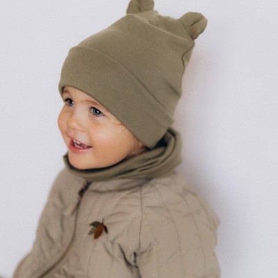 WOOLY ORGANIC - Bonnet avec oreilles Teddy - Tea Leaf WOOLY ORGANIC - Bonnet avec oreilles Teddy - Tea Leaf