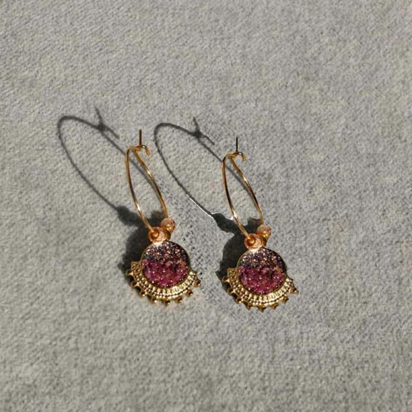 LOETMA Boucles d’oreilles Créoles Jasmine Rubis.