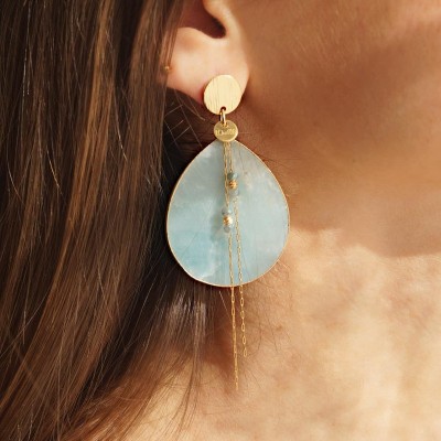 LOETMA Boucles d’oreilles Pénélope Amazonite. LOETMA Boucles d’oreilles Pénélope Amazonite.