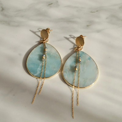 LOETMA Boucles d’oreilles Pénélope Amazonite. LOETMA Boucles d’oreilles Pénélope Amazonite.