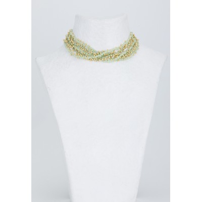 HOUSE OF TUHINA Collier Multi Rangs Vert Menthe. HOUSE OF TUHINA Collier Multi Rangs Vert Menthe.