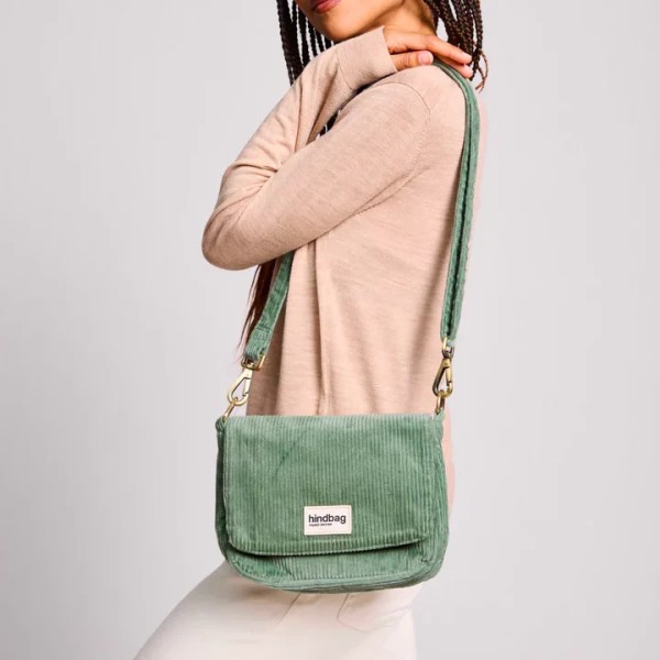 HINDBAG - Sac à main Margault Velours - Vert d'eau