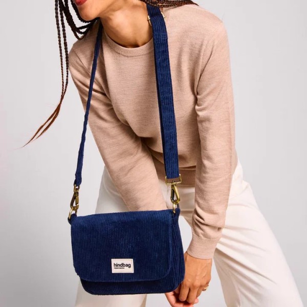 HINDBAG - Sac à main Margault Velours - Marine