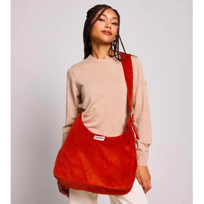 HINDBAG - Sac Hobo Claire Velours - Brique