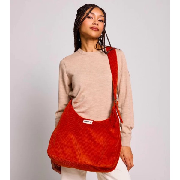 HINDBAG - Sac Hobo Claire Velours - Brique