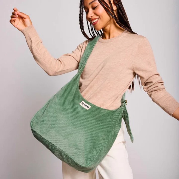 HINDBAG - Sac Hobo Claire Velours - Vert d'eau