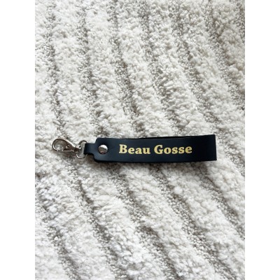 LA CARTABLIERE Porte-Clés Message Beau Gosse Cuir Noir.