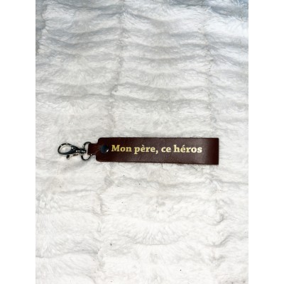 LA CARTABLIERE Porte-Clés Message Mon père ce héros Cuir Ebène.