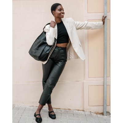 BIBA Sac Cabas Homer Cuir Noir.