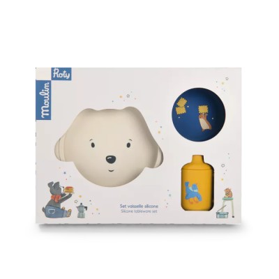MOULIN ROTY - Set vaisselle Silicone - Puce & Pilou