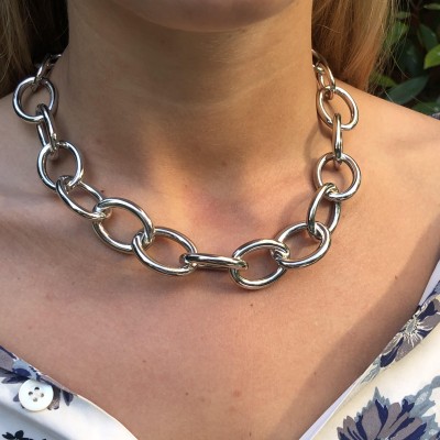 Collier en chute grandes mailles ovales Collier en chute grandes mailles ovales