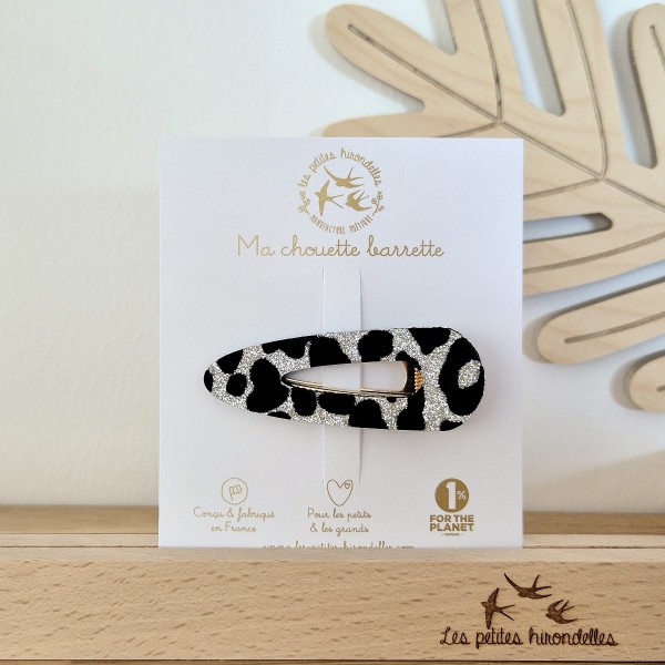 LES PETITES HIRONDELLES - Barrette pince - Léopard argenté