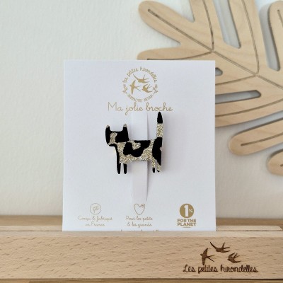 LES PETITES HIRONDELLES - Broche Chat debout - Léopard doré