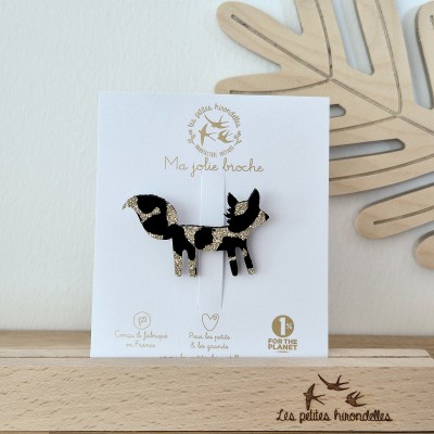 LES PETITES HIRONDELLES - Broche Renard - Léopard doré