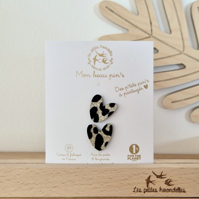 LES PETITES HIRONDELLES - Pin's Cœurs à partager - Léopard doré