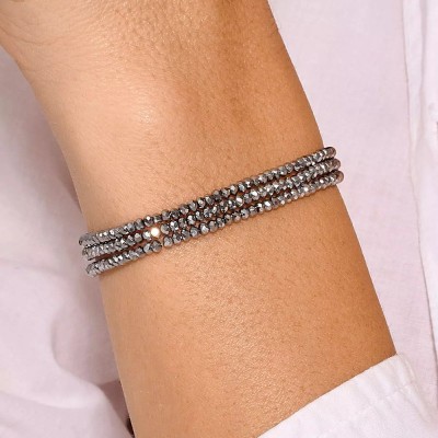 DORIANE Bijoux Bracelet 3 tours gris.
