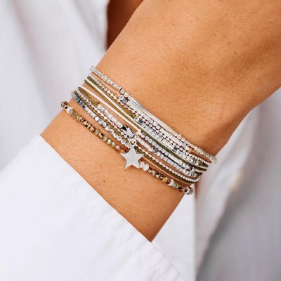 DORIANE Bijoux Bracelet Elastique Beige Léopard.