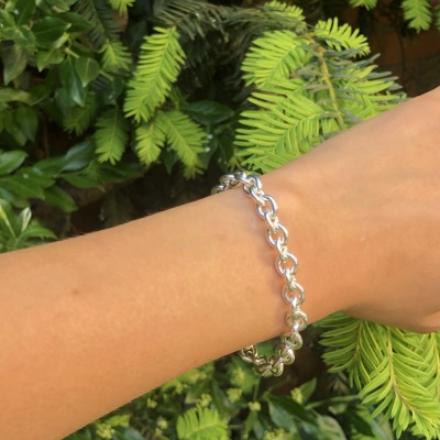 Bracelet maille forçat ronde en argent massif 925/1000