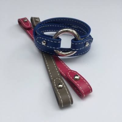 Bracelet cuir double tour avec anneau argent 925/1000. Bracelet cuir double tour avec anneau argent 925/1000.