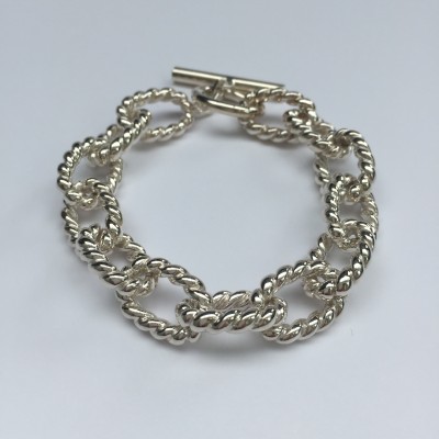 Bracelet maille torsadée en argent massif 925/1000.