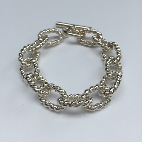 Bracelet maille torsadée en argent massif 925/1000.