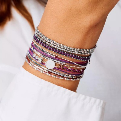 DORIANE Bijoux Bracelet Elastique Funny Violet.