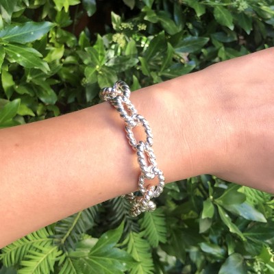 Bracelet maille torsadée en argent massif 925/1000.