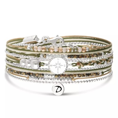 DORIANE Bijoux Rose des vents Beige Léopard.