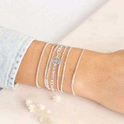 DORIANE Bijoux Bracelet Elastique Tubes lisses et diamantés.