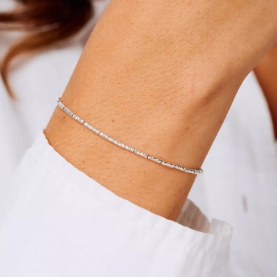 DORIANE Bijoux Bracelet Elastique Tubes diamantés.