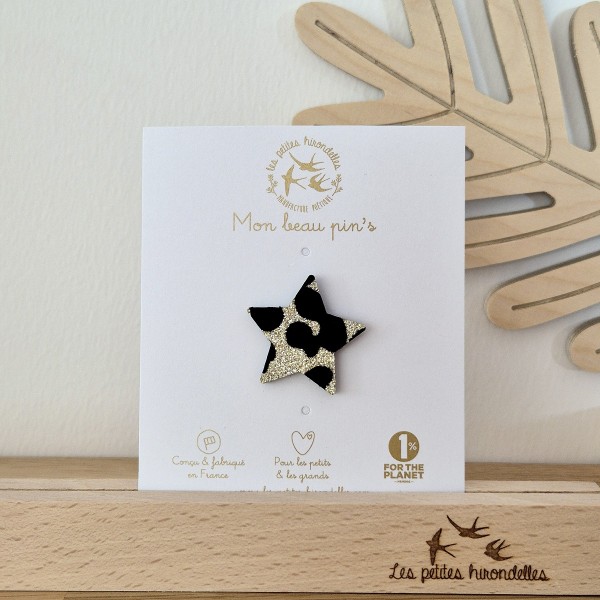 LES PETITES HIRONDELLES - Pin's Pailletée Étoile - Léopard doré