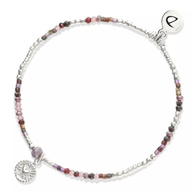DORIANE Bijoux Bracelet Elastique Le Cœur sacré Violet Prune.