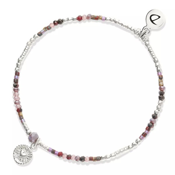 DORIANE Bijoux Bracelet Elastique Le Cœur sacré Violet Prune.