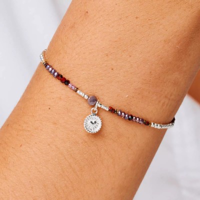 DORIANE Bijoux Bracelet Elastique Le Cœur sacré Violet Prune.