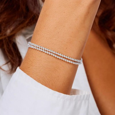 DORIANE Bijoux Bracelet Elastique Boule 2 tours.