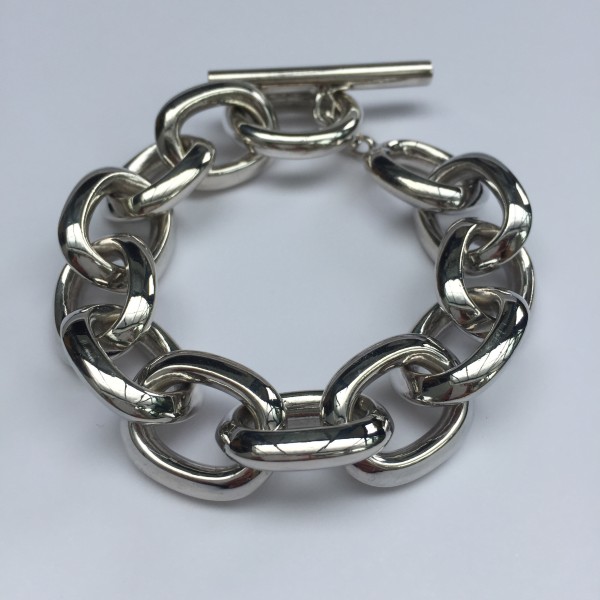 Bracelet maille ovale en argent massif 925/1000.