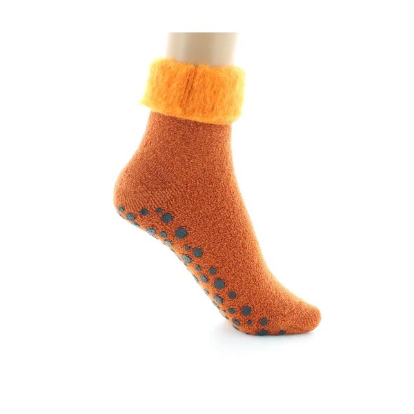 PERRIN – Chaussons Antiderapants Laine – Orange