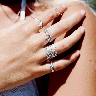 DORIANE Bijoux Bague Elastique Argent.