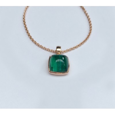 Pendentif or rose avec malachite .