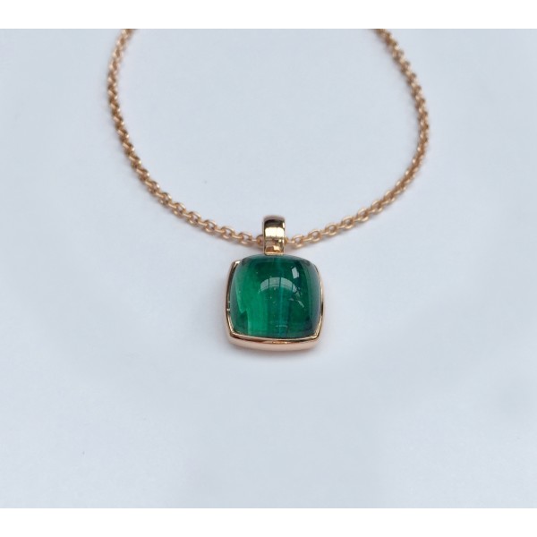 Pendentif or rose avec malachite .