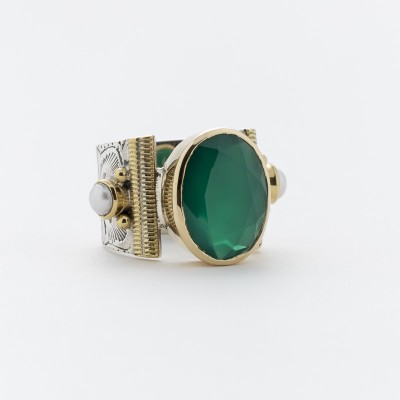 CANYON France Bague Argent & Quartz Vert.