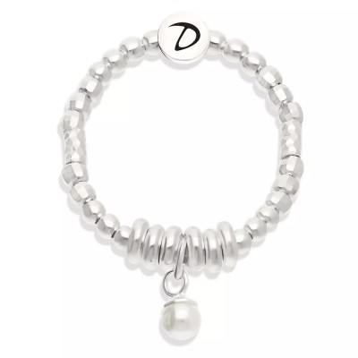 DORIANE Bijoux Bague Elastique Perle Nacrée.
