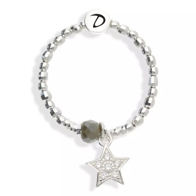 DORIANE Bijoux Bague Elastique Oxyde & Perle Kaki.