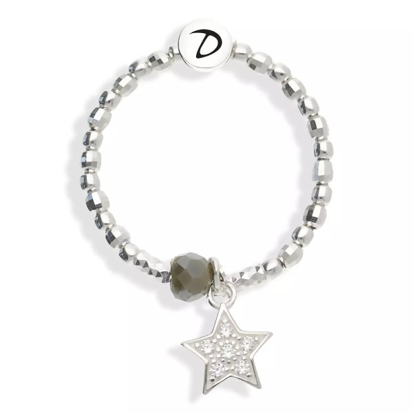 DORIANE Bijoux Bague Elastique Oxyde & Perle Kaki.