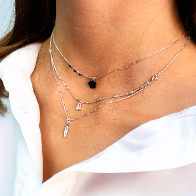 Doriane Bijoux Collier Double rangs Oxyde & Plume.