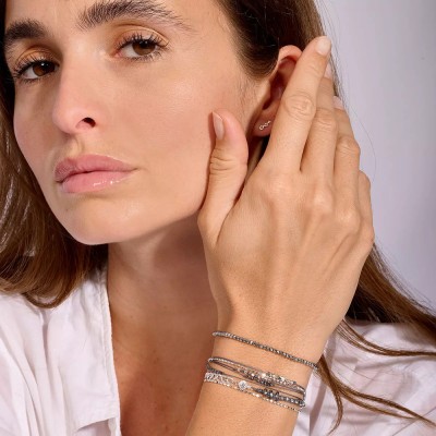 DORIANE Bijoux Bracelet Elastique Gris.